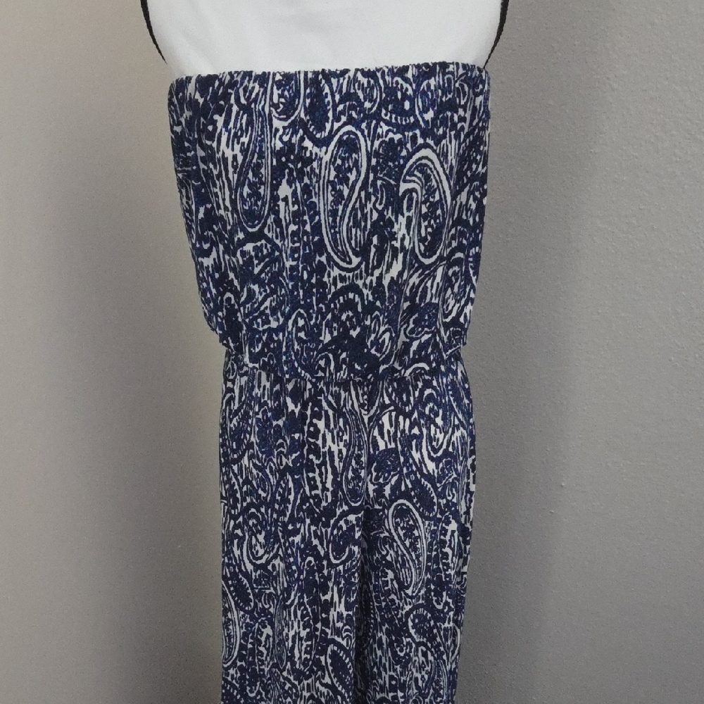 Ariella Navy and White Patterned Dress